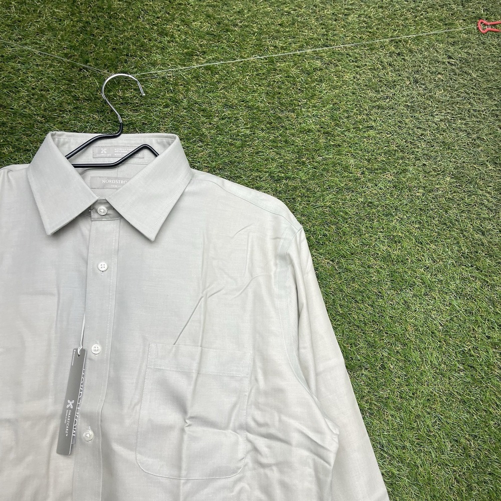 Nordstrom Dress Shirt Mens 15.5 32/33 Long Sleeve Seagrass Classic Fit Non Iron